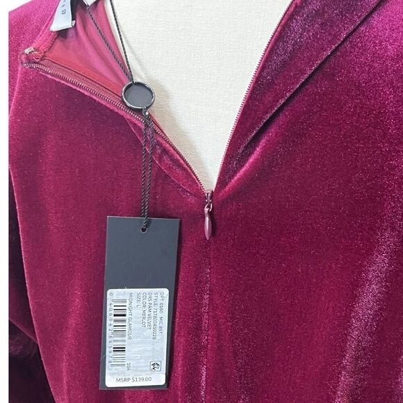 NWT Gianni Bini Midnight Glamour Pam Velvet Crew Neck Long Sleeve Dress Merlot L - Picture 3 of 7
